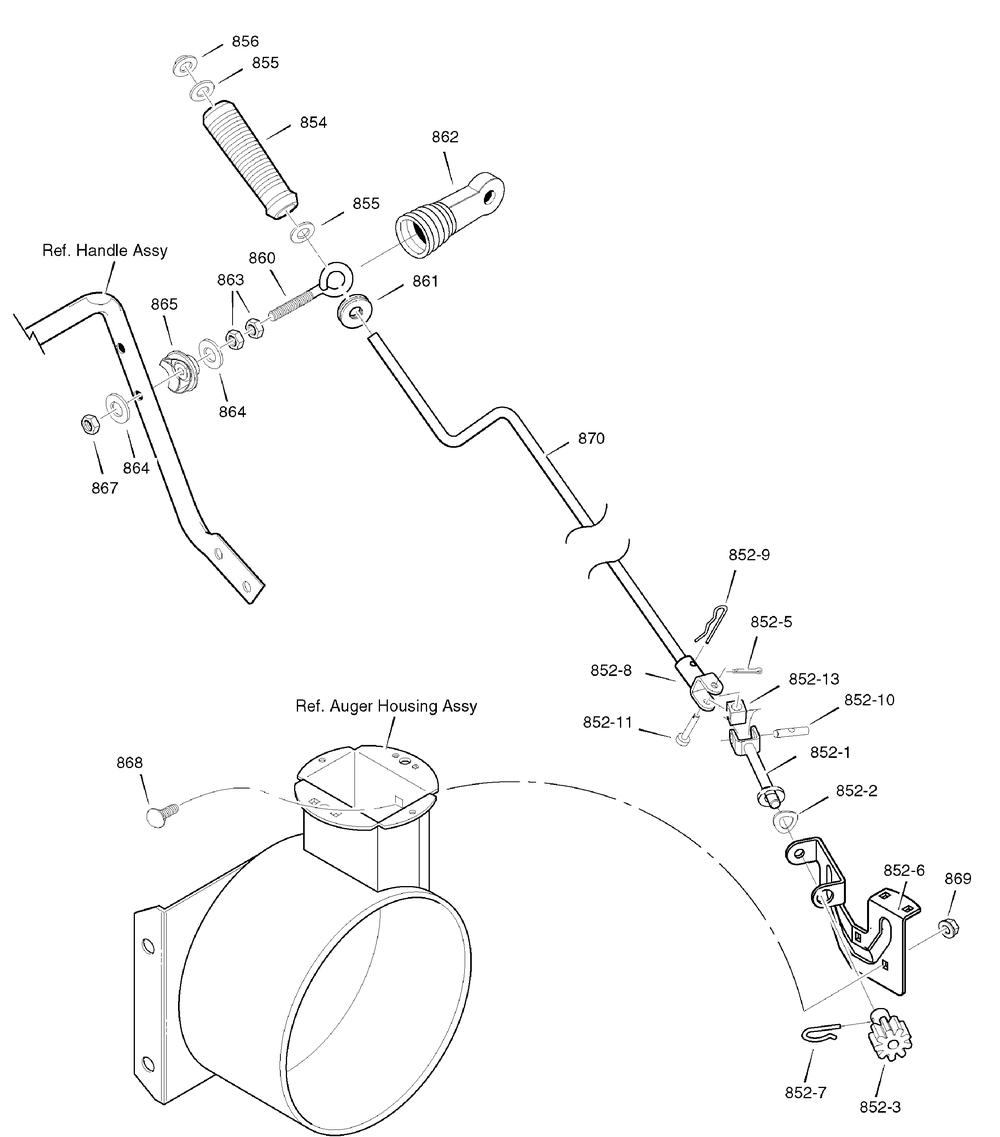 Chute Rod Diagram and Parts List for 1695373-6271200X43 2007 Briggs and Stratton Snow Blower